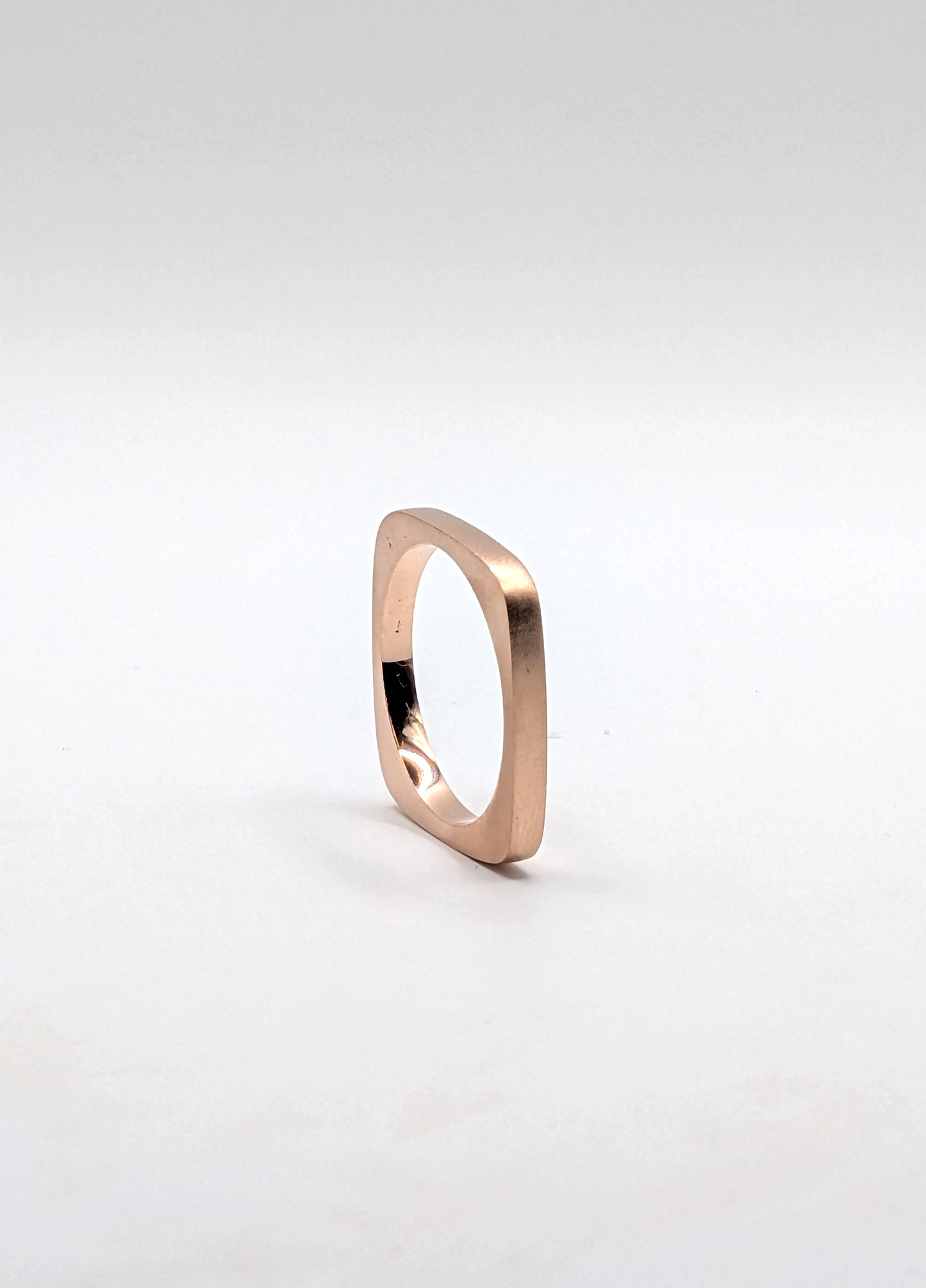 Square Ring in 9ct Red Gold. Matte Finish