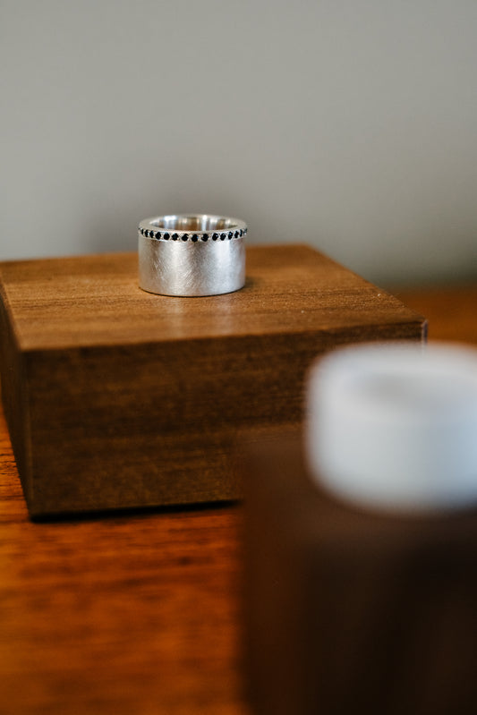 Sterling Silver Ring with Black Sapphires