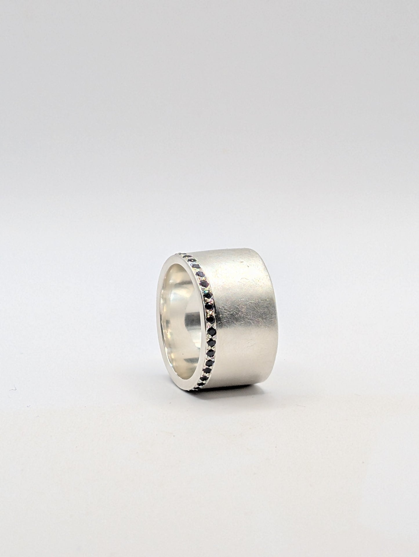 Sterling Silver Ring with Black Sapphires