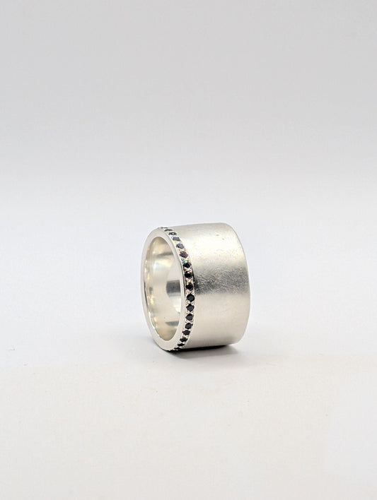 Sterling Silver Ring with Black Sapphires