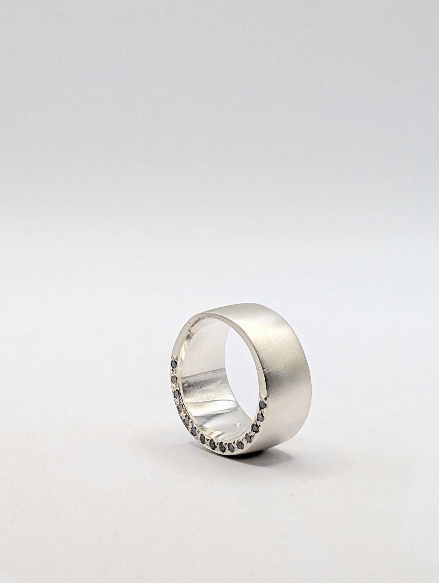 Sterling Silver Ring with Salt & Pepper Diamonds