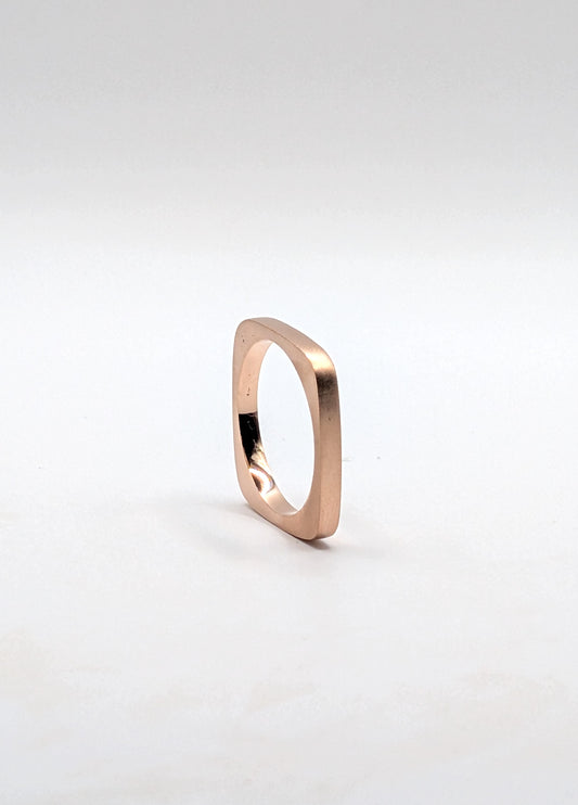 Square Ring in 9ct Red Gold. Matte Finish